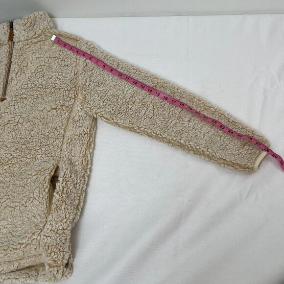 Nordic Fleece The Victoria Sherpa Pullover in Oatmeal Quarter Zip Sweater Large - Picture 14 of 15